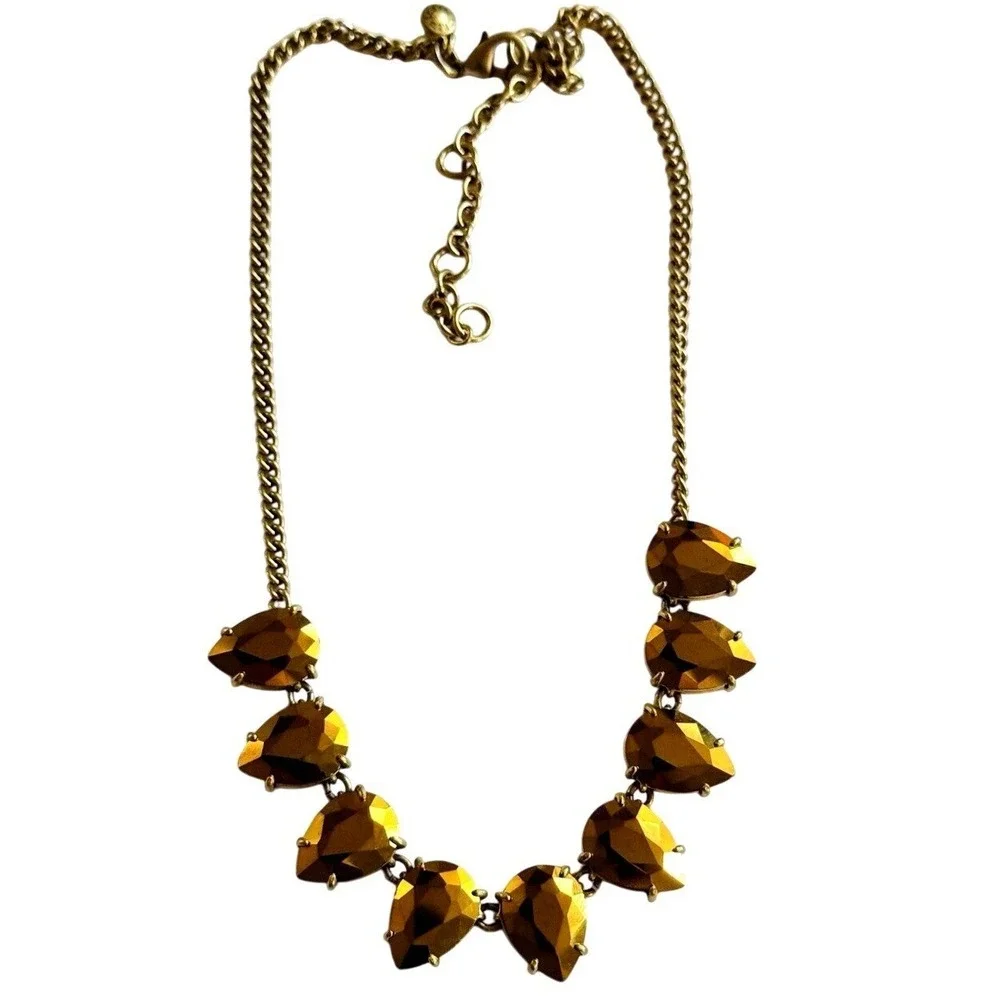 J. Crew Necklace‎ Crystal Rhinestone Teardrop Collar Gold jeweled Designer 20
